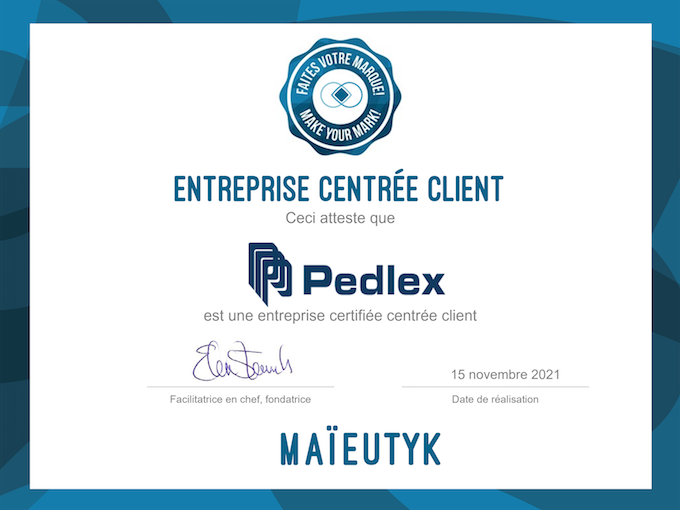 Pedlex receives its certification as a customer-centric organization