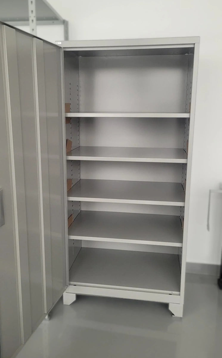 Amoire de rangement Pedlex en stock promotion liquidation 1 porte 4 tablettes gris 36x24x72H Perfix Pedlex