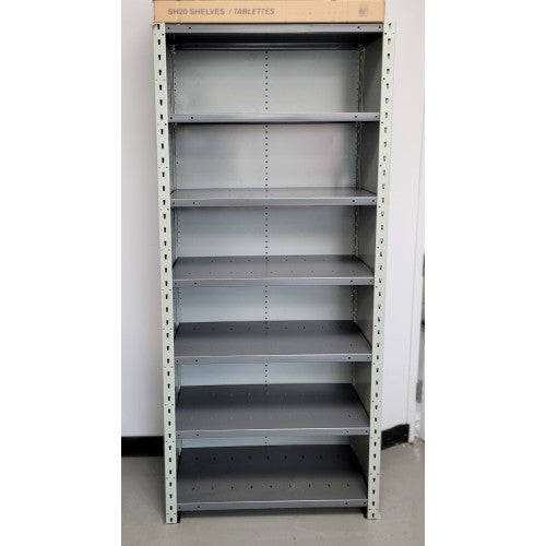 ÉTAGÈRE FERMÉЕ ROUSSEAU - 7 TABLETTES, GRIS PÂLE ET GRIS CHARBON, 30x15x75H ESF301575 EN STOCK CHEZ PEDLEX