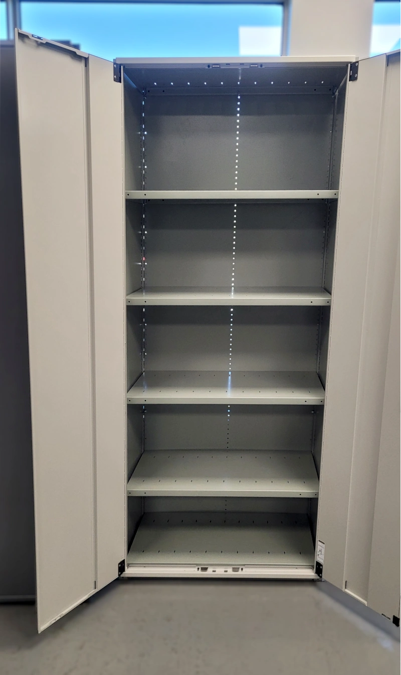 ESF361887-show étagère fermée portes 6 tablettes grises industrielle robuste Rousseau métal Pedlex en stock achat