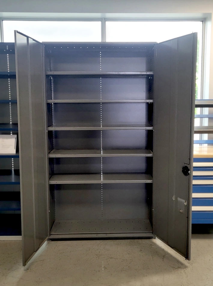 ÉTAGÈRE FERMÉE SPIDER ROUSSEAU 48x17x87H ESF481787-SHOW EN STOCK CHEZ PEDLEX portes 7 tablettes rangement outils pièces archivage vente promotion