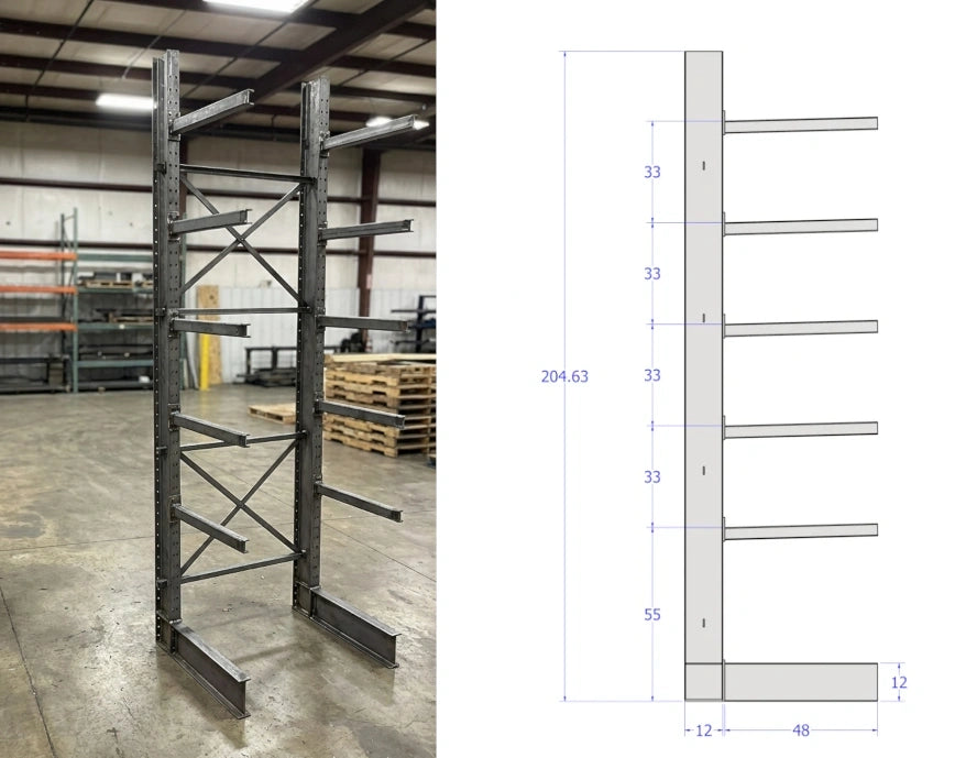 PAF2C1750 RAYONNAGE EN PORTE-À-FAUX 65x60x205H EN STOCK CHEZ PEDLEX CANTILEVER RACKING CLEARANCE PROMOTION SALE LIQUIDATION