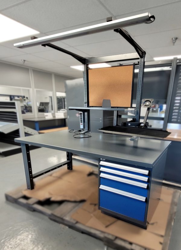 STATION DE TRAVAIL ROUSSEAU AVEC CABINET DE RANGEMENT 60x30x80H LC1128C EN STOCK CHEZ PEDLEX