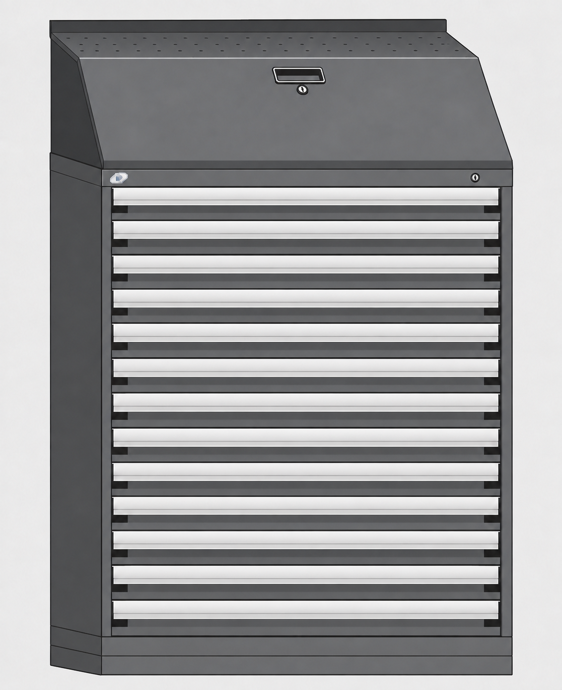Cabinet robuste fixe - 13 tiroirs, gris pâle, 42Lx24Px58H