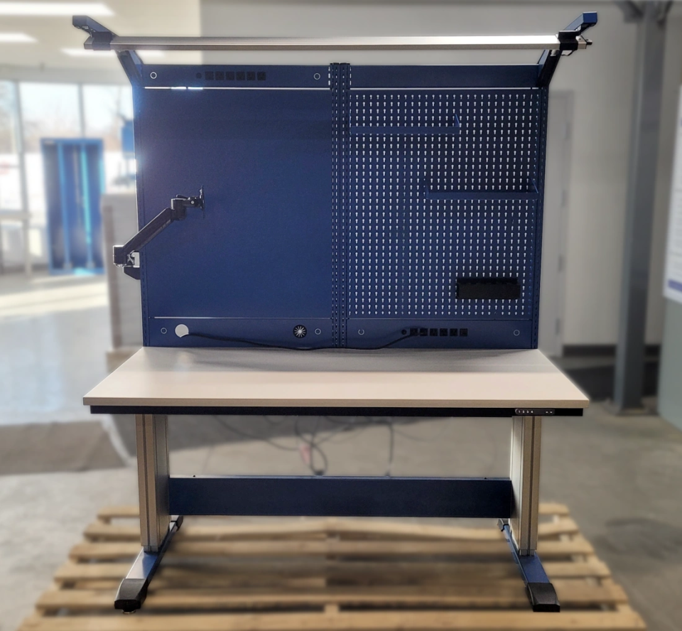 EK24KH-ED2003 Poste de travail ajustable électrique Elevatek Rousseau métal Pedlex promotion liquidation vente table ajustable industrielle