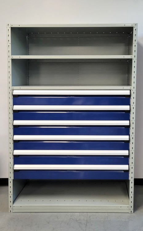 ETA482475 ÉTAGÈRE FERMÉE SPIDER ROUSSEAU - 6 TIROIRS - BLEU ET GRIS, 48x24x75H EN STOCK CHEZ PEDLEX