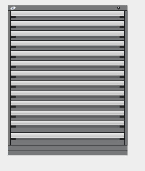 Cabinet robuste fixe - 13 tiroirs, gris pâle, 42Lx24Px58H